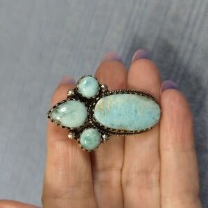 Larimar Paw Print Ring Sz 10.5